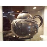 Art Nouveau octagonal bodied pewter tea pot signed Medock