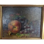 19th century gilt framed oil on panel depicting still life of fruit,