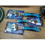 Three new assorted sized adjustable wrenches