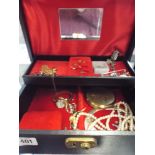 Cantilever jewel box containing costume and other jewellery