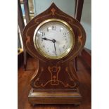 Edwardian inlaid mahogany balloon shaped mantel clock