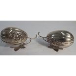 Pair of 19th century Chinese white metal table fruit,