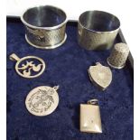 Collection of small silverware to include two hallmarked napkin rings,