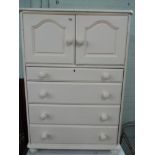 A 2'6 cream painted millinery cabinet fitted 4 drawers