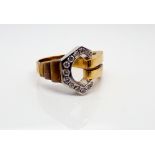 18ct yellow gold and diamond set dress ring,