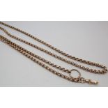 Victorian 9ct gold belcher link long guard chain 40gm in weight,