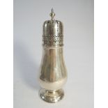 Large hallmarked silver sugar caster, Birmingham marks, slightly worn.