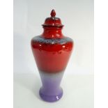 Large modern Poole Pottery V&A Ruskin inspired pottery vase with lid 36cms tall