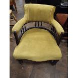 Edwardian tub shaped elbow chair in gold covering