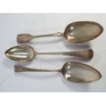 Three Georgian silver table spoons,