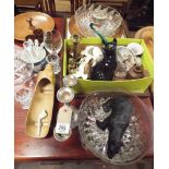 Glass fruit bowls, picture, assorted ornamental items, candleabra etc.