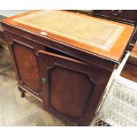 Reproduction mahogany entertainment cabinet with leather top