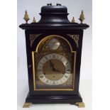 Reproduction chiming and striking bracket clock on 8 bells with brass and silver arched dial in