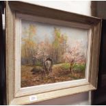 A 20th framed oil on canvas painting depicting heavy horse ploughing in a landscape signed Proust