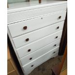 A white painted 5 drawer chest of drawers