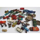 Large collection of played with Dinky Toys and other diecast vehicles