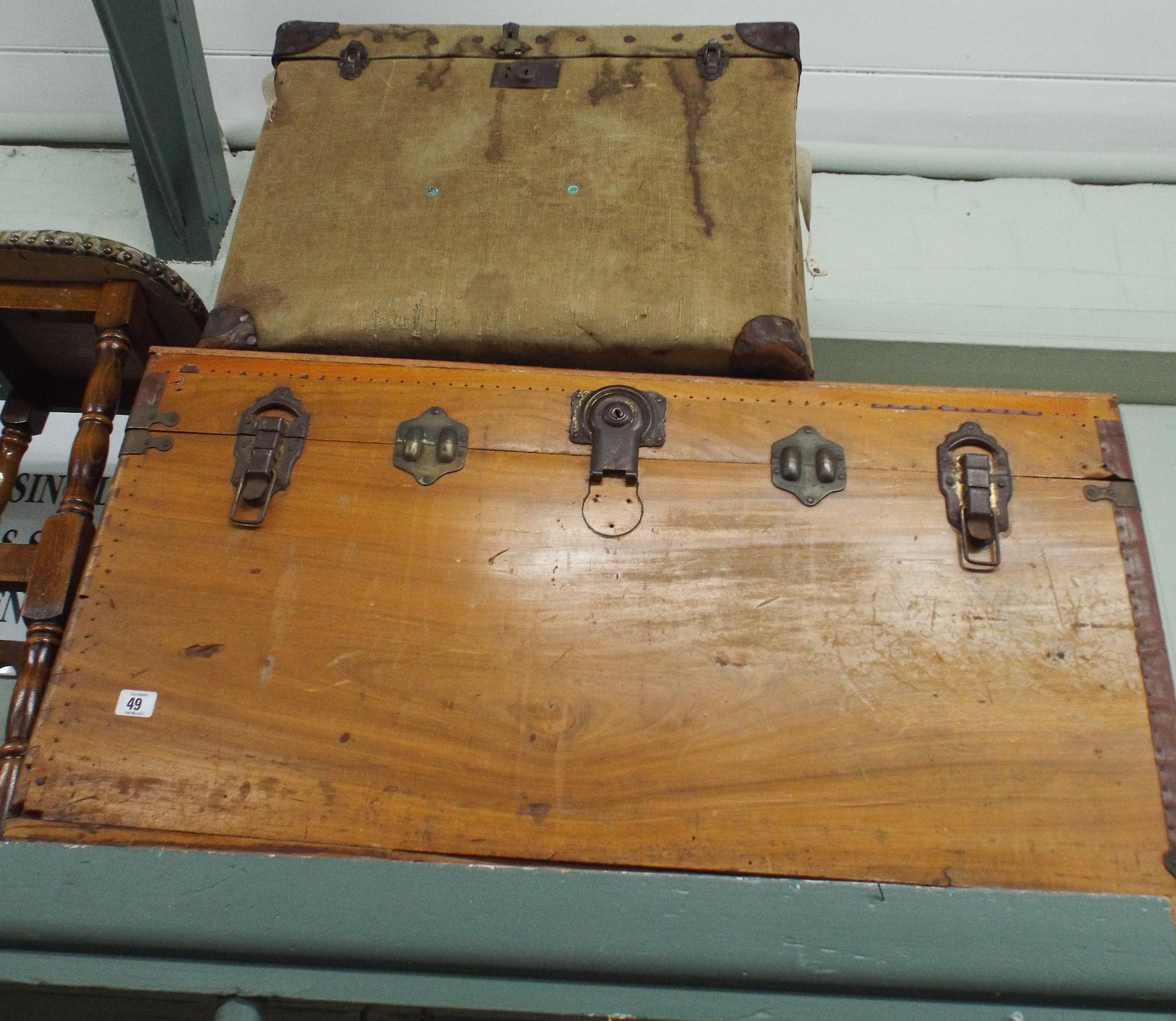 Large old wooden trunk and a slightly smaller trunk