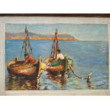 L Gibolli oil on canvas of sailing boats signed lower right