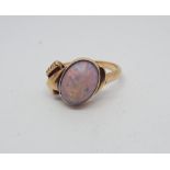 10ct yellow gold opal set dress ring - size P