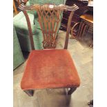 Chippendale style mahogany dining chair with upholstered seat