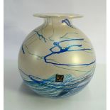 Large Isle of White glass vase 20cms tall in good condition with later applied presentation