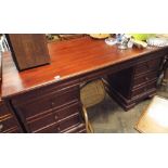 5'3 mahogany twin pedestal desk fitted 9 drawers