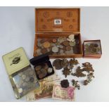 A collection of English and foreign coins to include, sixpences, shillings,