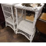 Pair of white wicker bedside tables