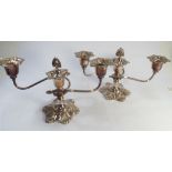 Hallmarked silver pair of 3 branch candleabra with detachable sconce,