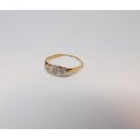 Edwardian 3 stone diamond ring shank worn