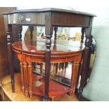 Half round nest of 3 tables and a hall table