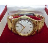 Gents vintage Omega automatic wristwatch, date aperture gold plated on plated strap,
