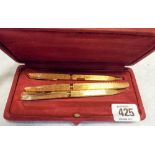 Gold plated pen and pencil set - stamped made in France Waterman