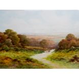 Watercolour of a landscape signed George Oyston together with an oil painting of a lakeland view.