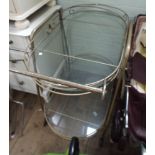 A metal framed 2 tier trolley with glass tops