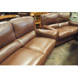 Pair of 2 seater settees in brown leather