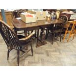 3' oak gateleg style drop leaf dining table on bulbous legs,