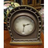 Early 20th century dome topped mantel clock in plated case with French movement