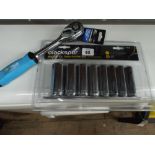 New 8 piece half inch drive deep socket set with soft grip ratchet handle