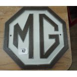 Hexagonal MG cast iron sign