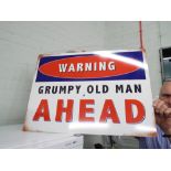 Large metal sign 'Warning - Grumpy old Man Ahead'