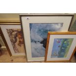 A framed print of lions,