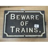 Heavy cast iron Beware of Train sign