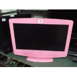 Alba 18" digital LCD television with integrated DVD player in pink case