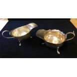 Two Hallmarked silver sauce boats, gross weight 6.