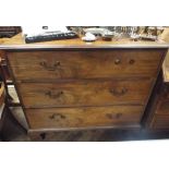 Georgian mahogany chest of three long drawers with brass fall handles,