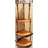 Four tier reproduction yew wood corner whatnot