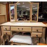 New French style washed oak dressing table,