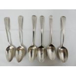 Six Georgian silver teaspoons engraved with the initial R varying date letters gross weight 3ozs