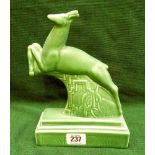 Poole Pottery model 'Leaping Gazelle' in green glaze,
